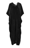 Marie France Van Damme Silk-velour Caftan Dress In Black