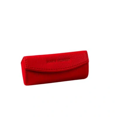 Marie Hunter Leather Lipstick Case In Red