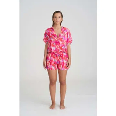Marie Jo Apollonis Shirt/short In Neon Sunset In Pink