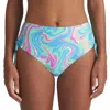 Marie Jo Arubani High Waisted Brief Bikini Bottom In Ocean Swirl In Multi
