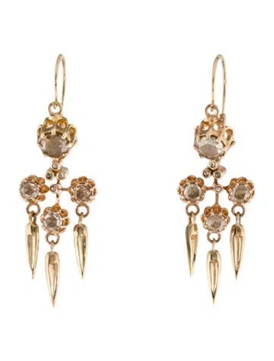 Pre-owned Marie Lichtenberg 10k Diamond Arlésienne Drop Earrings In Multi