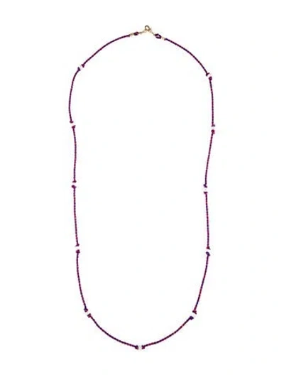 Pre-owned Marie Lichtenberg 10k Pearl Mauli Silk Cord Station Necklace, 27" In Multi