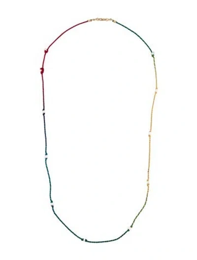 Pre-owned Marie Lichtenberg 10k Pearl Mauli Silky Cord Necklace, 26" In Multi