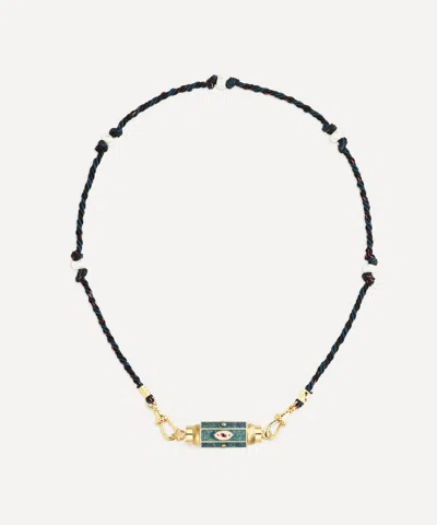 Marie Lichtenberg 14ct Gold Evil Eye Baby Locket Necklace In Black