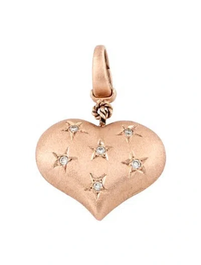 Pre-owned Marie Lichtenberg 14k Diamond Heart Coco Charm, 1.25" In Multicolor