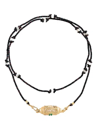 Marie Lichtenberg 14k Gold Good Things Locket Diamond Necklace In Black