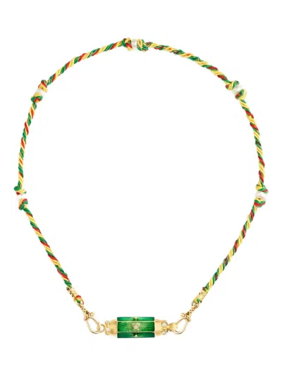 Marie Lichtenberg 14k Gold Mauli Necklace In Multi