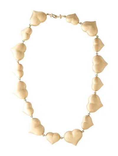 Pre-owned Marie Lichtenberg 14k Heart Chain Necklace, 14" In Multicolor