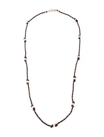 Pre-owned Marie Lichtenberg 14k Pearl Mauli Long Cord Station Necklace, 28" In Multi