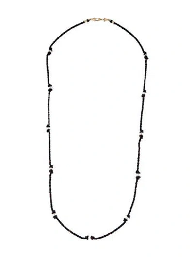 Pre-owned Marie Lichtenberg 14k Pearl Mauli Long Cord Station Necklace, 29" In Multi