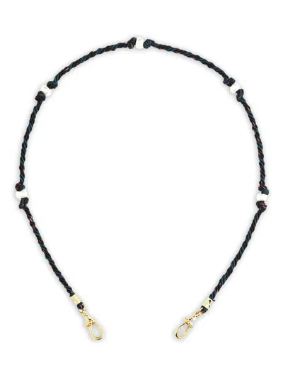 Marie Lichtenberg 14k Yellow Gold Mauli Blue Necklace In Black