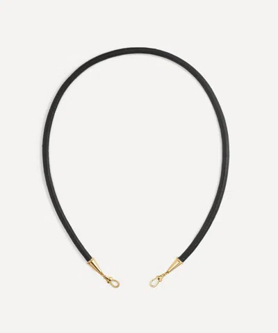 Marie Lichtenberg 18ct Gold Lasso Leather Necklace In Black