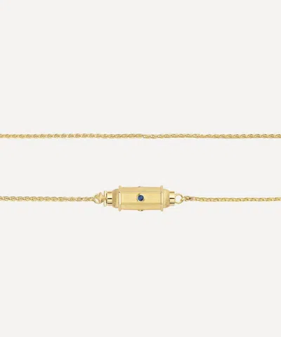Marie Lichtenberg 18ct Gold Sapphire Micro Coco Locket Necklace