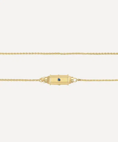 Marie Lichtenberg 18ct Gold Sapphire Micro Coco Locket Necklace