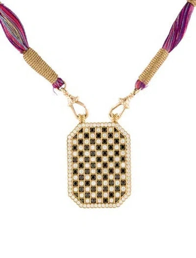 Pre-owned Marie Lichtenberg 18k 3.17ctw Diamond Check Scapular Pendant Necklace, 14.75" In Multi