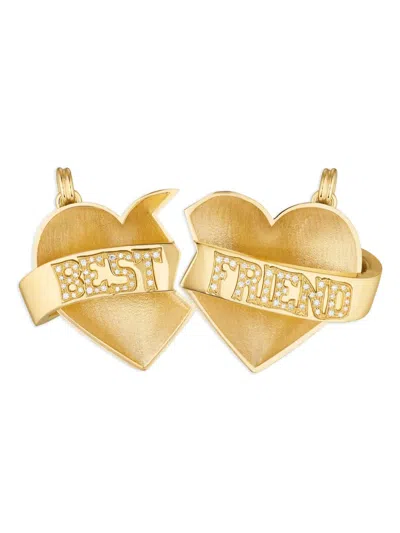 Marie Lichtenberg 18k Gold Best Friends Diamond Hearts Charms (set Of Two)
