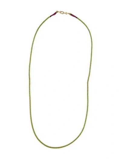 Pre-owned Marie Lichtenberg 18k Green Classique Rathi Cord Necklace, 49" In Multicolor