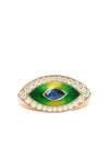 Marie Lichtenberg 18k Yellow Gold Evil Eye Diamond And Sapphire Ring In Gold