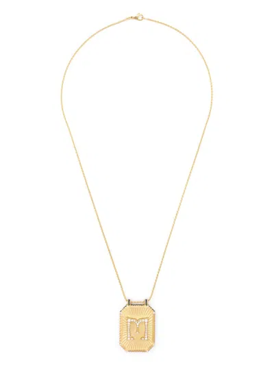 MARIE LICHTENBERG 18K YELLOW GOLD M SCAPULAR PENDANT NECKLACE