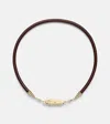 Marie Lichtenberg 18kt Gold And Leather Necklace With Sapphires In Brown