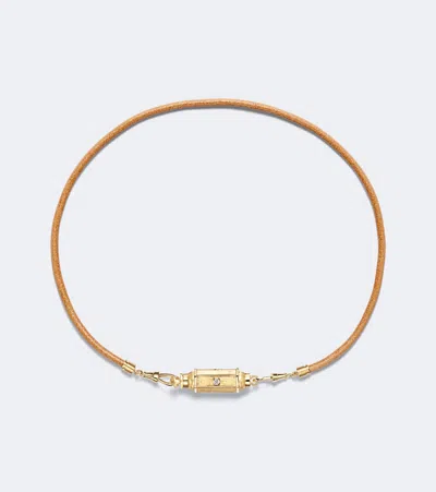 Marie Lichtenberg 18kt Gold And Leather Pendant Necklace With Diamonds