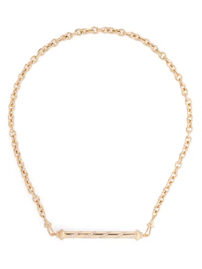 Marie Lichtenberg 18kt Yellow Gold Candy Cane Pendant On Rosa Classic Chain 37cm Necklace