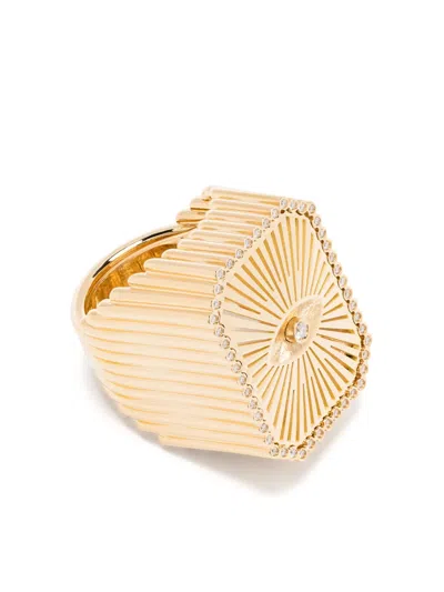 Marie Lichtenberg 18kt Yellow Gold Eye Scap Diamond Signet Ring