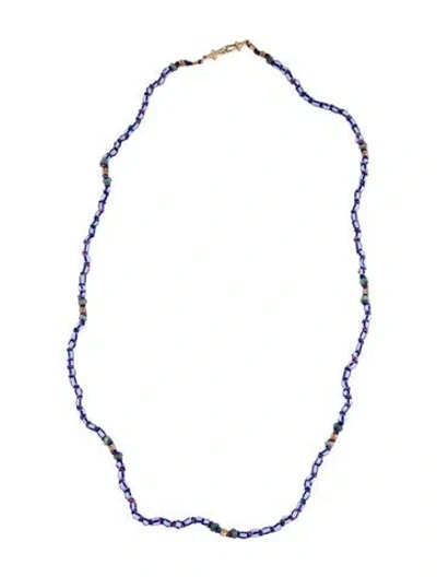 Pre-owned Marie Lichtenberg 9k Multistone Mauli Ghana Bead Strand Necklace, 29.75"