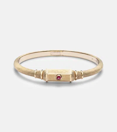 Marie Lichtenberg Baby 18kt Gold (750/1000) Locket Bangle With Ruby In Pink
