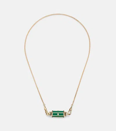 Marie Lichtenberg Baby Locket 18kt Gold Pendant Necklace With Malachite And Diamonds