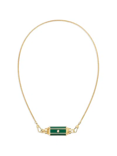 Marie Lichtenberg Baby Locket Diamond And Malachite Necklace In Gold
