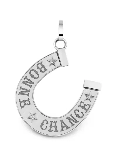 Marie Lichtenberg Bonne Chance Horseshoe Pendant In Silver