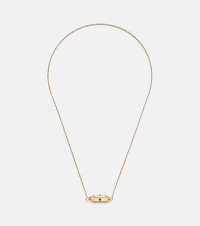 Marie Lichtenberg Coco Micro 18kt Gold Locket Necklace With Emeralds