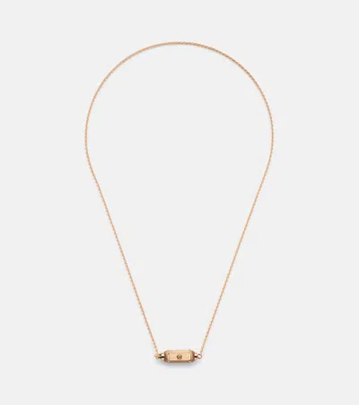 Marie Lichtenberg Coco Micro 18kt Rose Gold Necklace With Diamonds In Gray