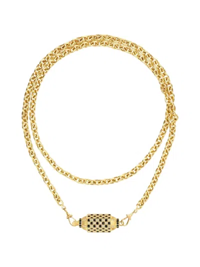 Marie Lichtenberg Diamond Checker-locket Necklace In Gold