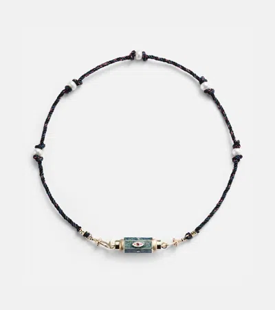 Marie Lichtenberg Evil Eye 14kt Gold And Enamel Locket Necklace With Rubies In Grün