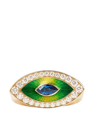 Marie Lichtenberg Evil Eye Metric Diamond Ring In Pink