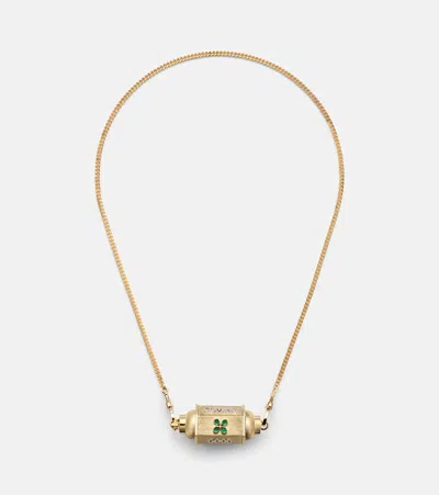 Marie Lichtenberg Good Things 18kt Gold Locket Necklace With Emeralds