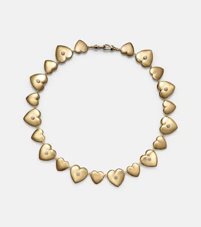 Marie Lichtenberg Heart 14kt Gold Necklace With Diamonds