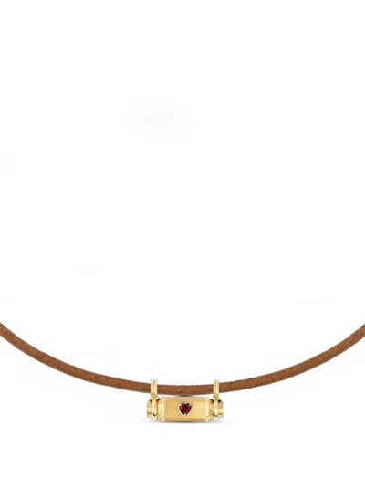 Marie Lichtenberg Heart Smash Garnet Locket Necklace In Gold