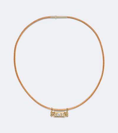 Marie Lichtenberg Love Smash 18kt Gold And Leather Pendant Necklace With Diamond