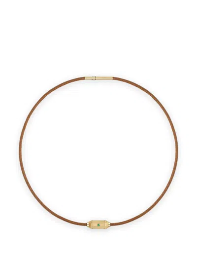 Marie Lichtenberg Micro Lasso Emerald Necklace In Brown