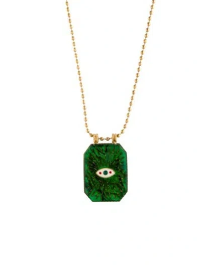 Pre-owned Marie Lichtenberg Resin & Enamel Raiz'in Scapular Pendant Necklace, 15.5"