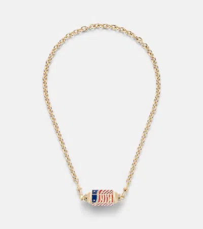 Marie Lichtenberg Usa 18kt Gold And Enamel Locket Necklace With Diamonds