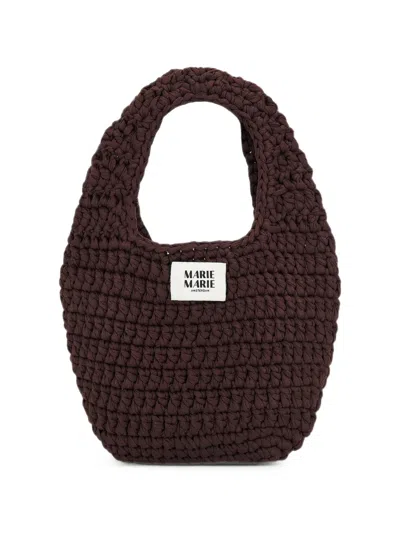 Marie Marie Amsterdam Chunky Egg Crocheted Tote Bag In Brown