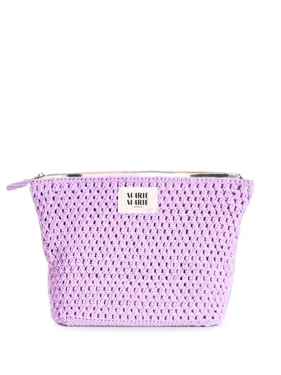 Marie Marie Amsterdam Large Crochet Logo-patch Clutch In Purple
