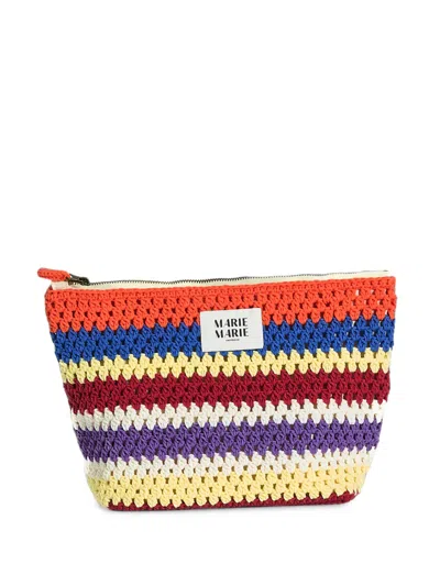Marie Marie Amsterdam Large Mayo Crochet Striped Pouch In Multi