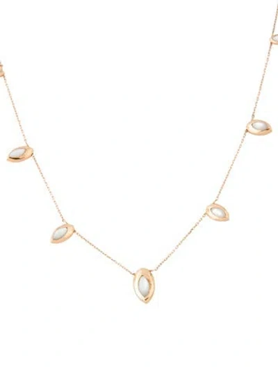 Pre-owned Marie Mas 18k Mother Of Pearl & Malachite Swinging Chain Necklace In Multi