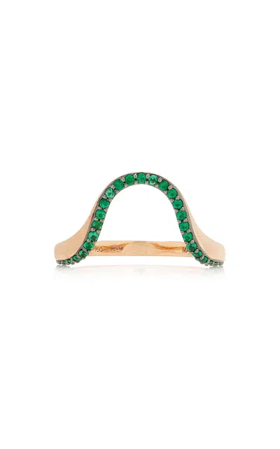 Marie Mas 18k Rose Gold Emerald Ring In Green