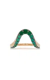 Marie Mas 18k Rose Gold Emerald Ring In Green